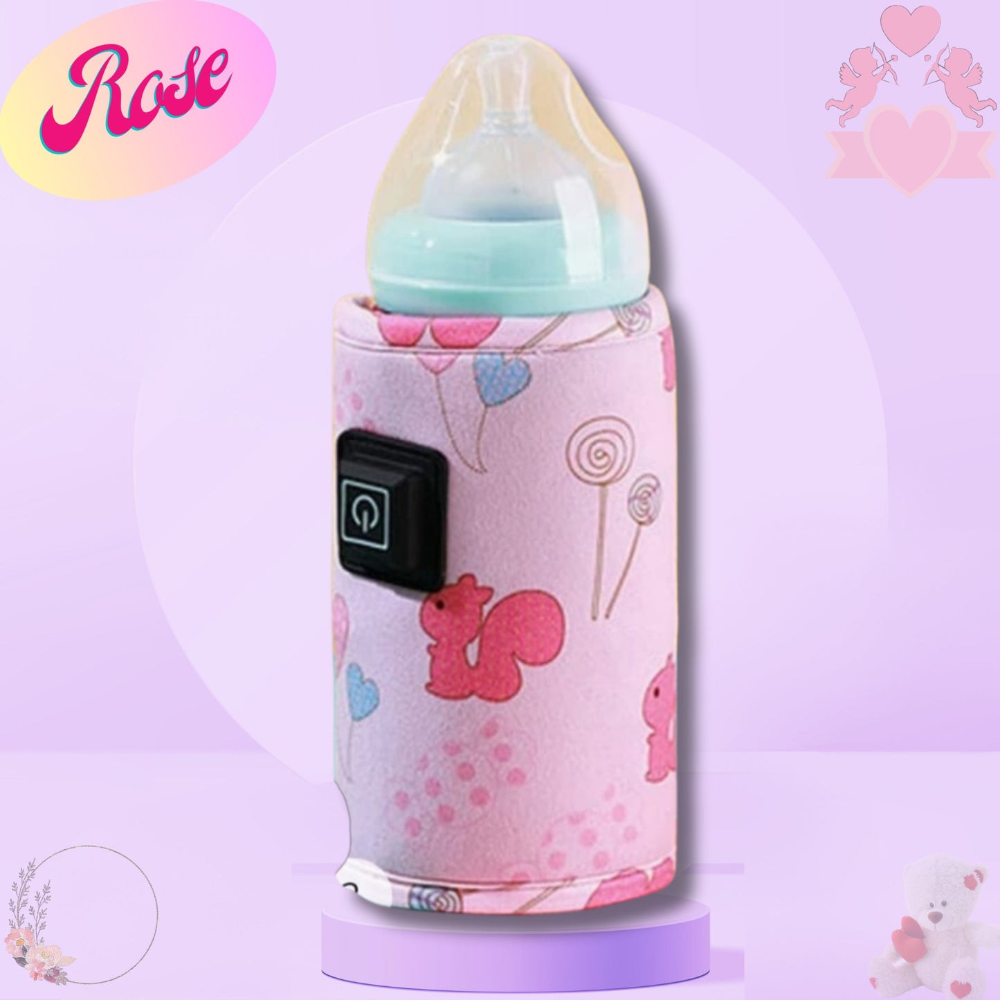 Chauffe-Biberon-portable-Rose-pour-bébé