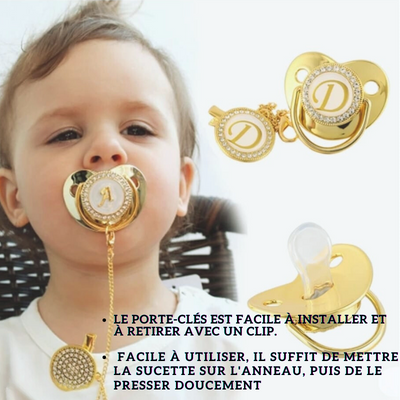 LuxuryPacifier™ Tétine De Luxe En Or Avec Initiale De Bébé