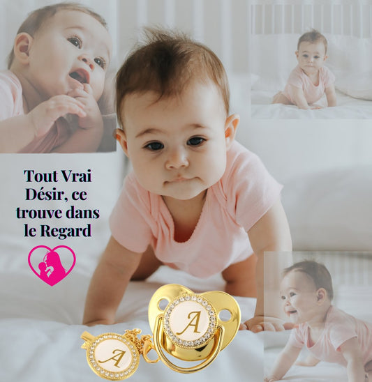 LuxuryPacifier™ Tétine De Luxe En Or Avec Initiale De Bébé - Bbestla